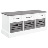 Best Furniture Outlet - Coaster - Alma 3-drawer Storage Bench White and Weathered Grey - 501196